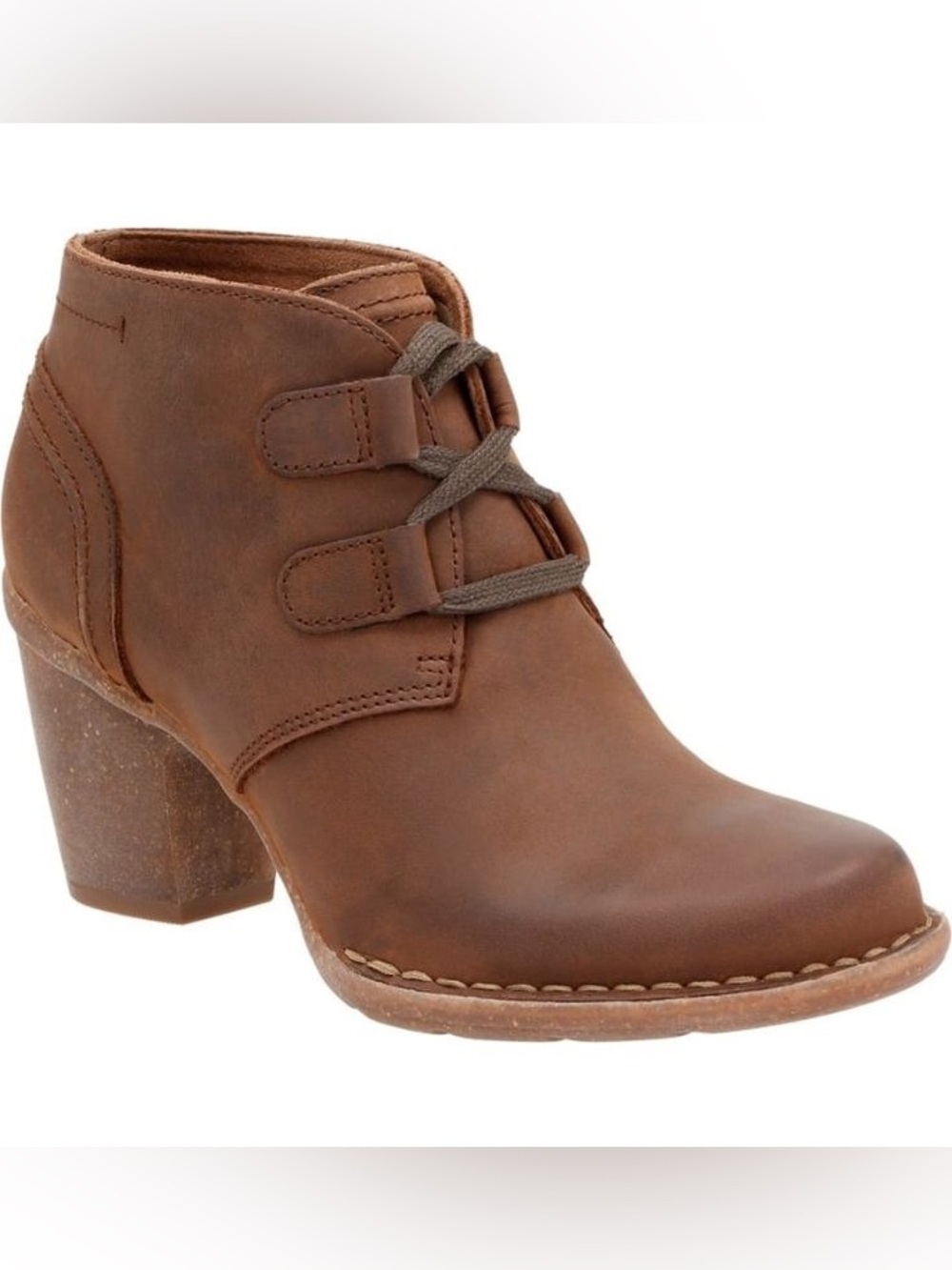 Clarks Carleta Lyon Distressed Brown Leather Heeled Western Ankle Boots Sz 8